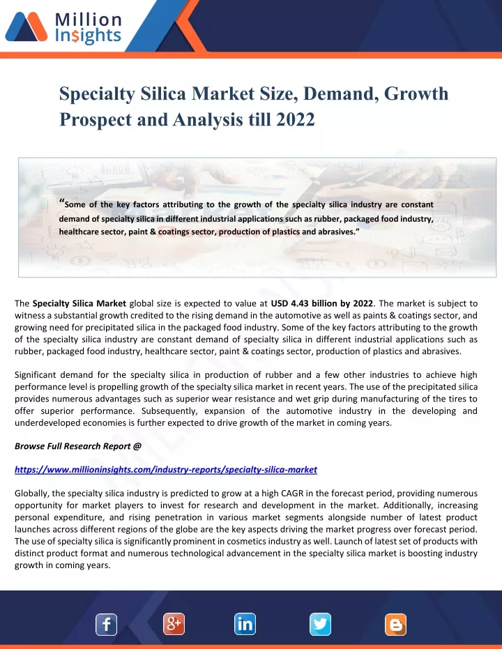 specialty silica market size demand growth