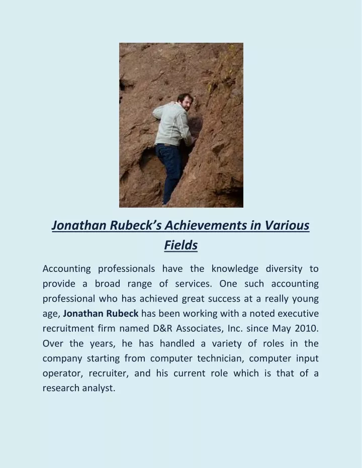 jonathan rubeck s achievements in various fields