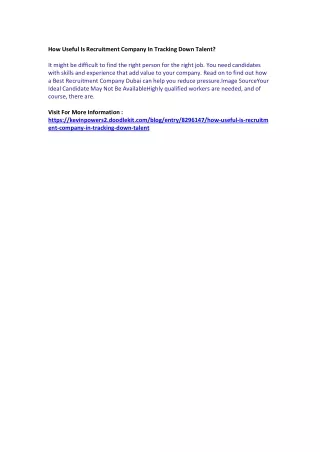how useful is recruitment company in tracking