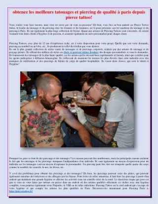 obtenez les meilleurs tatouages et piercing de qualité à paris depuis pierce tattoo!