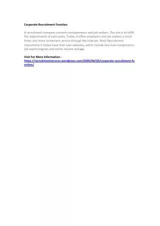 corporate recruitment function