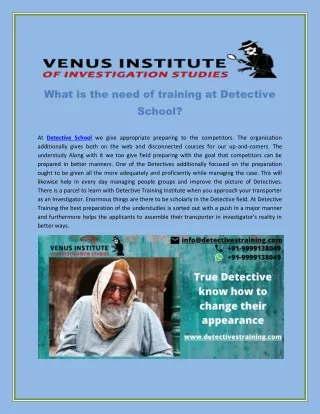 what is the need of training at detective school