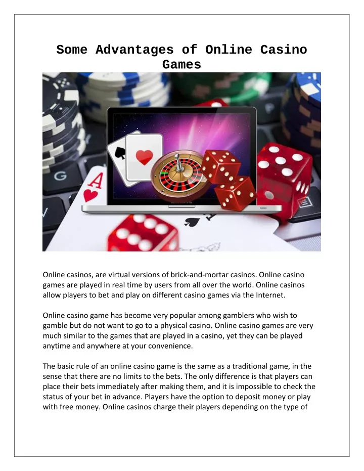 some advantages of online casino games