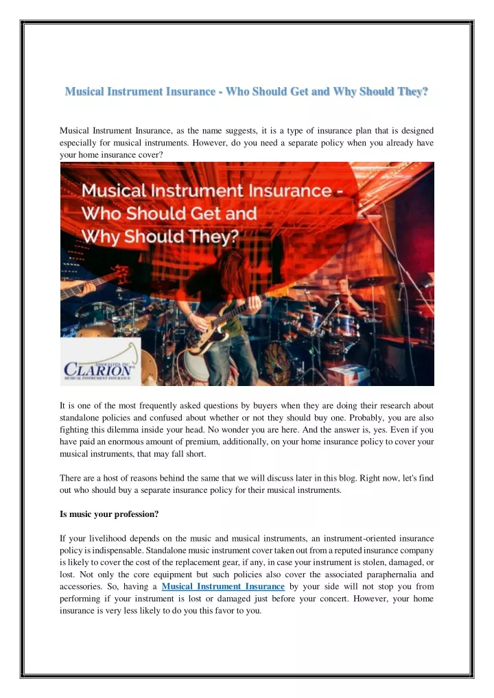 musical instrument insurance who should
