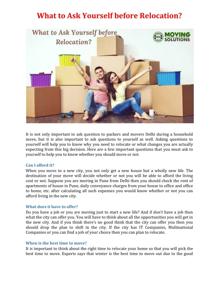 what to ask yourself before relocation
