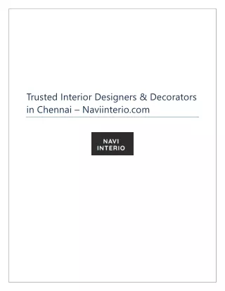 Trusted Interior Designers & Decorators in Chennai