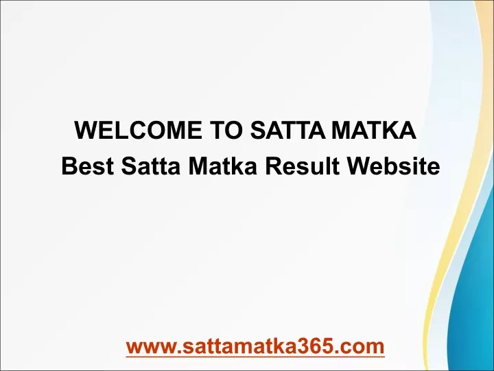 welcome to satta matka best satta matka result