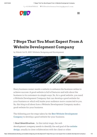 7 Steps That You Must Expect From A Website Development Company