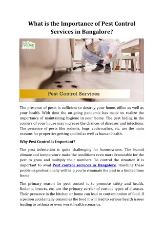 what is the importance of pest control services