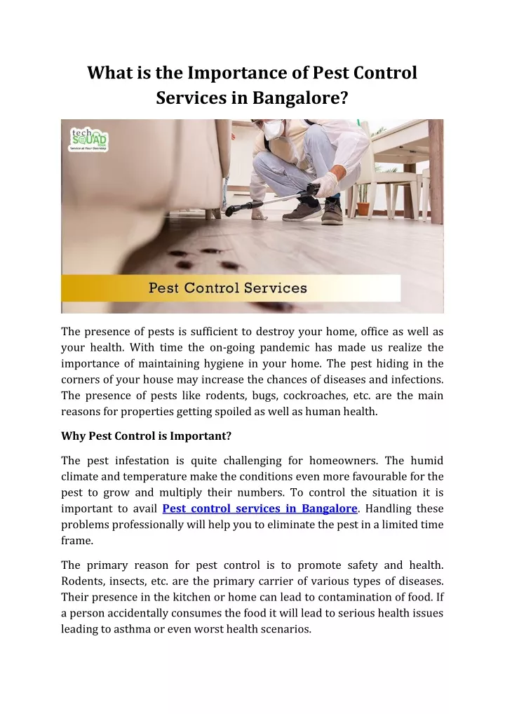 what is the importance of pest control services