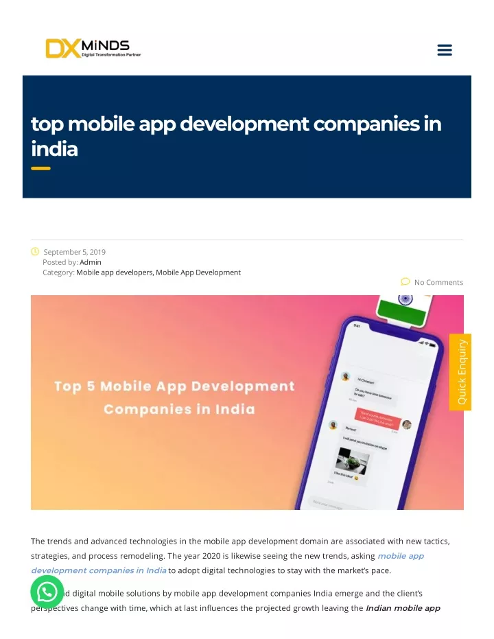 top mobile app development companies in india
