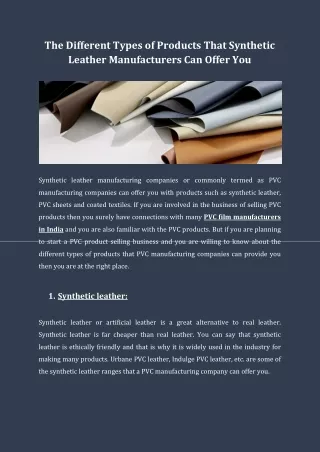 the different types of products that synthetic