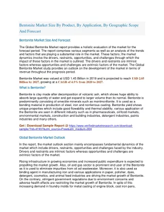 bentonite market size by product by application