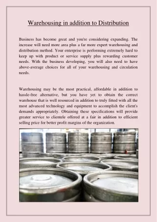 warehousing in addition to distribution