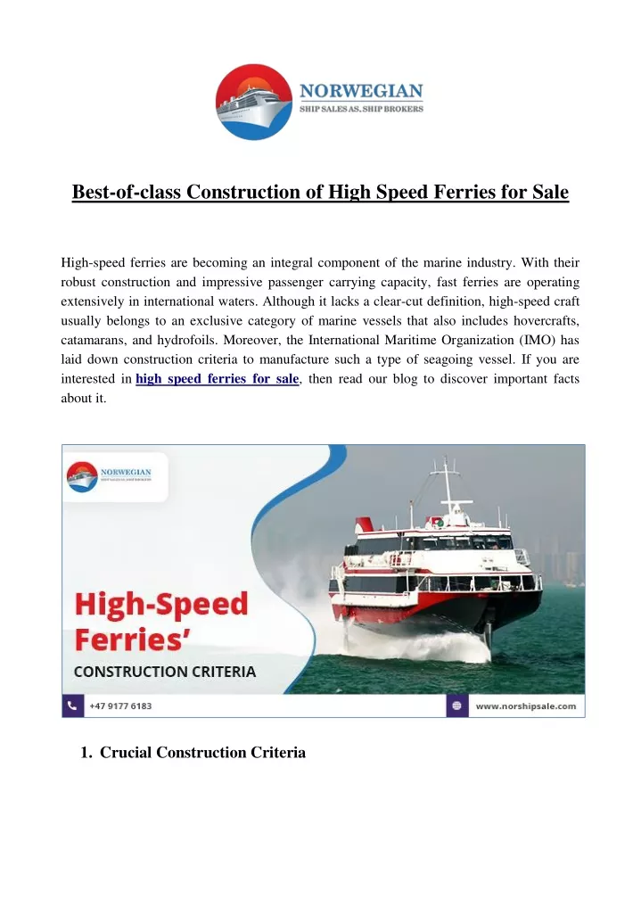 best of class construction of high speed ferries