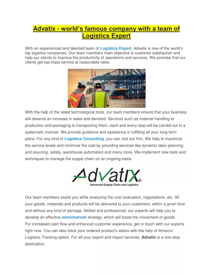 advatix world s famous company with a team