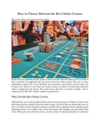 how to choose between the best online casinos
