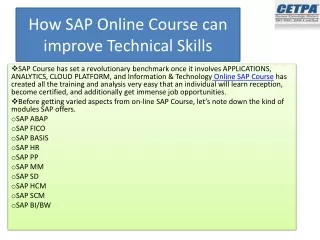 How SAP Online Course can improve your Technical Skills