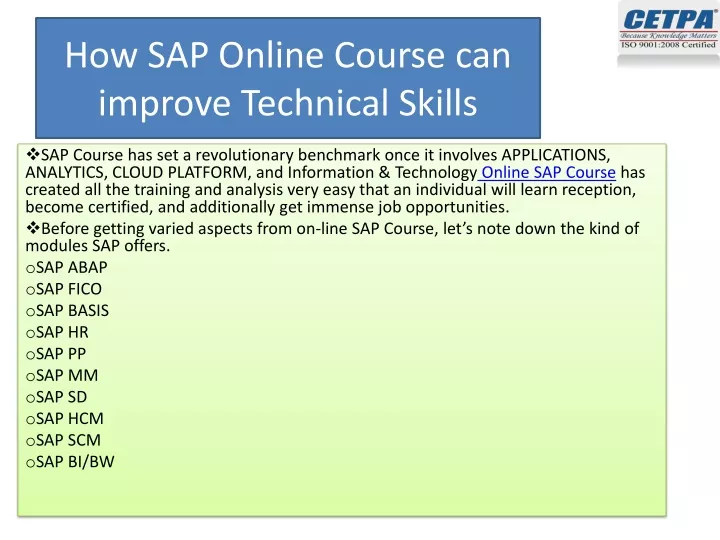 how sap online course can improve technical skills
