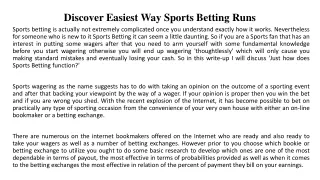 Discover Easiest Way Sports Betting Runs