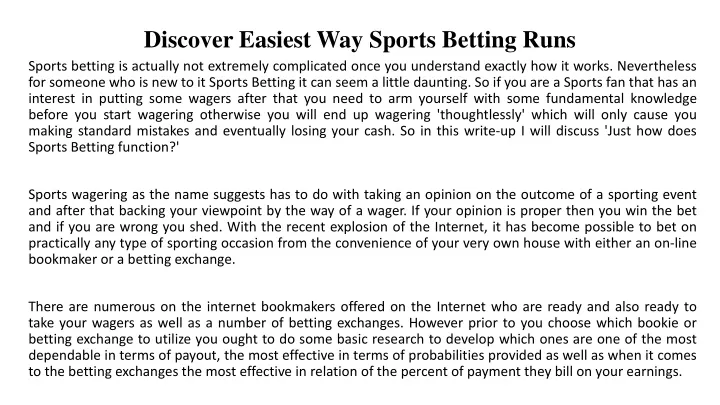 discover easiest way sports betting runs