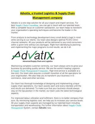 advatix a trusted logistics supply chain