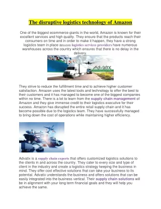 the disruptive logistics technology of amazon