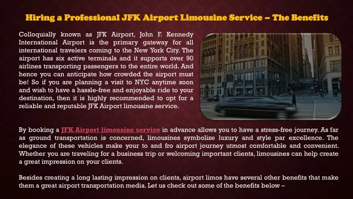 hiring a professional jfk airport limousine