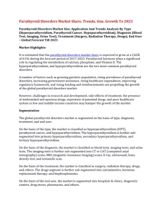 parathyroid disorders market share trends size