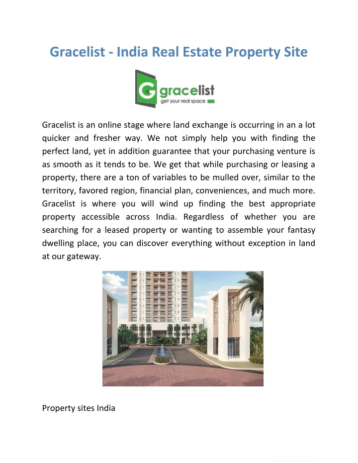 gracelist india real estate property site