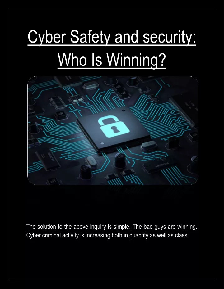 cyber safety and security who is winning