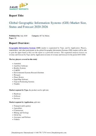 Geographic Information Systems GIS Analysis, Growth Drivers, Trends, and Forecast till 2026