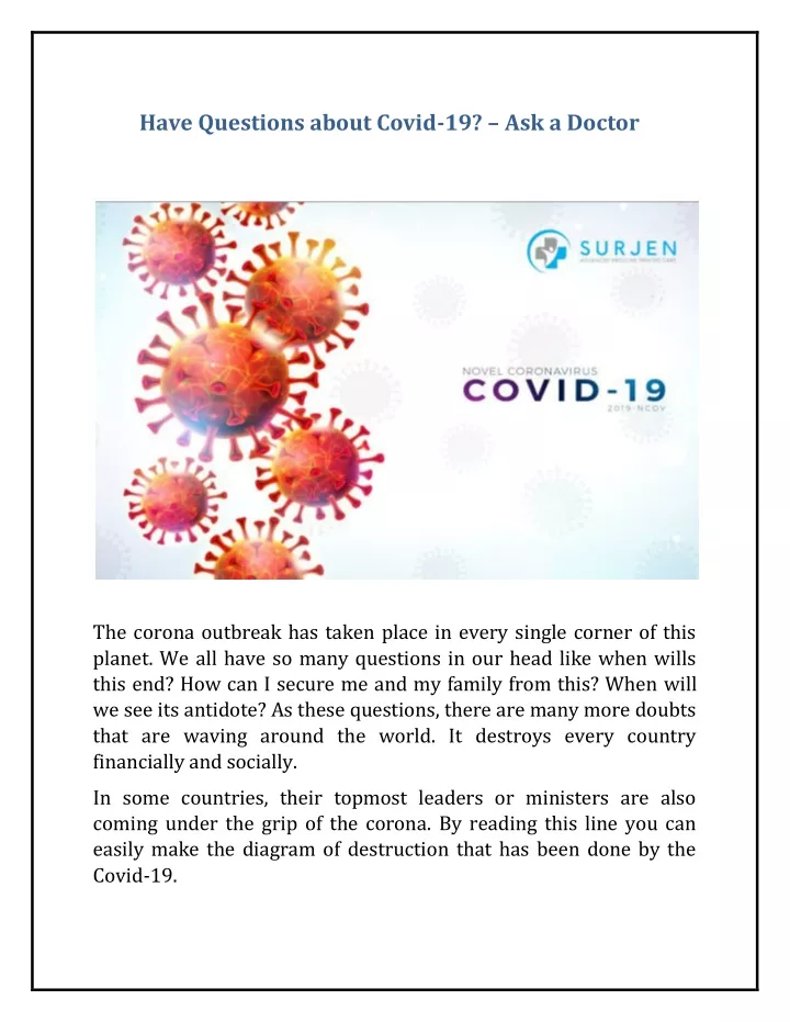 have questions about covid 19 ask a doctor