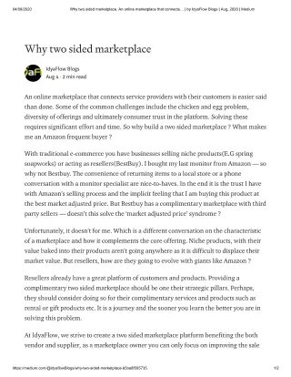 why two sided marketplace