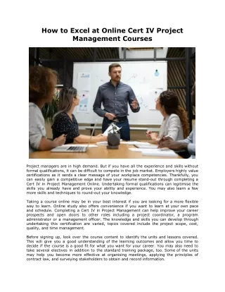 How to Excel at Online Cert IV Project Management Courses