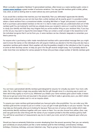 what is actually a reputation necklace
