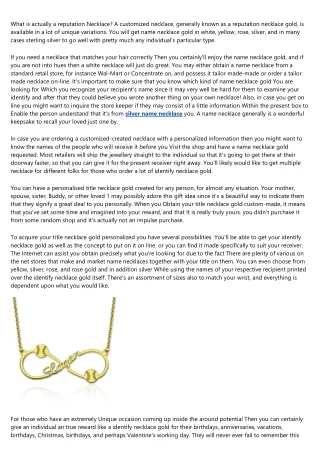 what is actually a reputation necklace