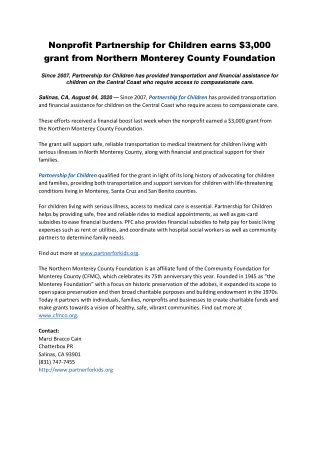 nonprofit partnership for children earns