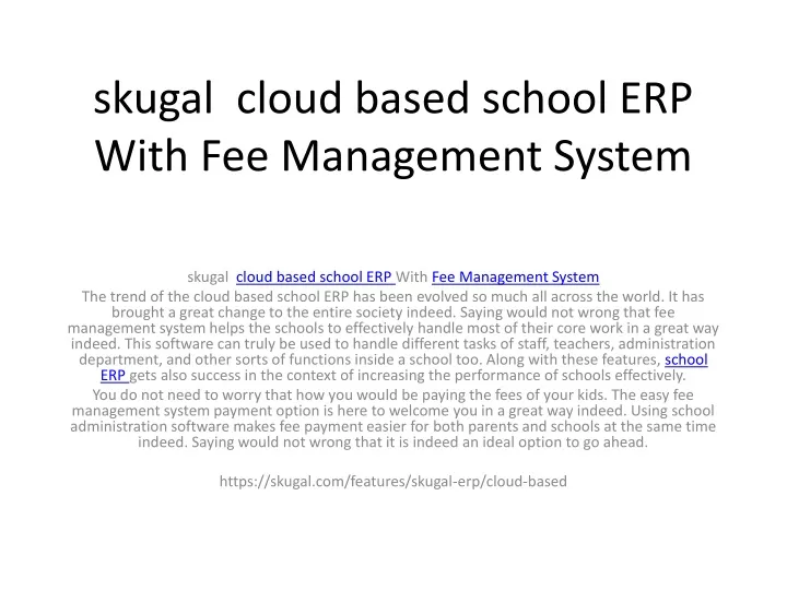 skugal cloud based school erp with fee management system