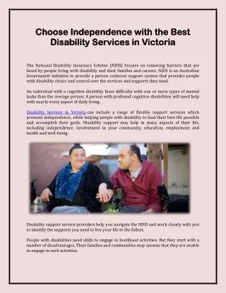 Choose Independence with the Best Disability Services in Victoria