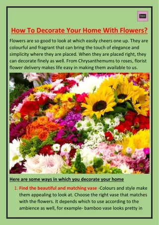 how to decorate your home with flowers