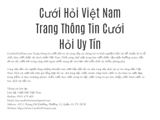 Cưới Hỏi Việt Nam Trang Thông Tin Cưới Hỏi Uy Tín