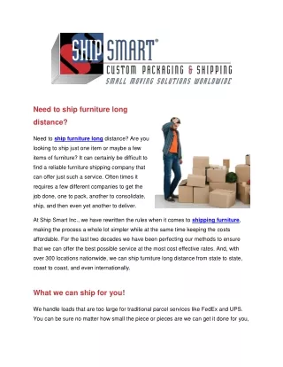 need to ship furniture long