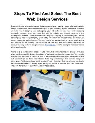 Steps To Find And Select The Best Web Design Services