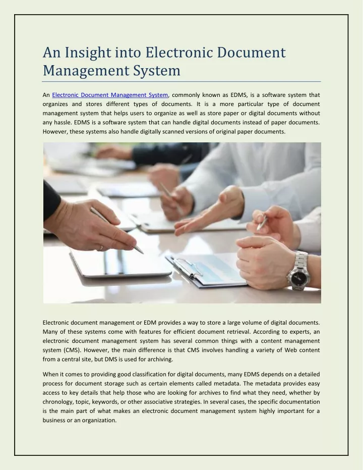 an insight into electronic document management