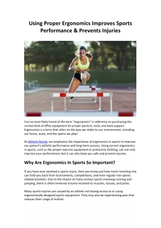 Using Proper Ergonomics Improves Sports Performance & Prevents Injuries