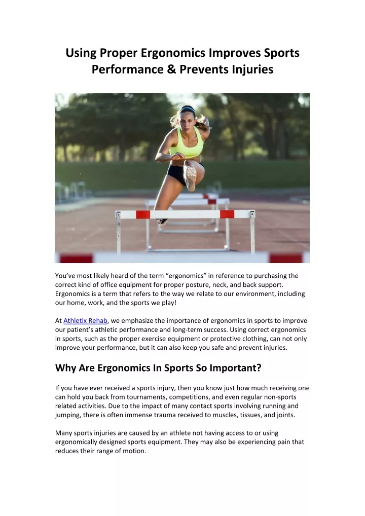 using proper ergonomics improves sports