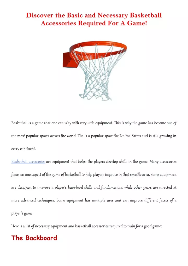 discover the basic and necessary basketball