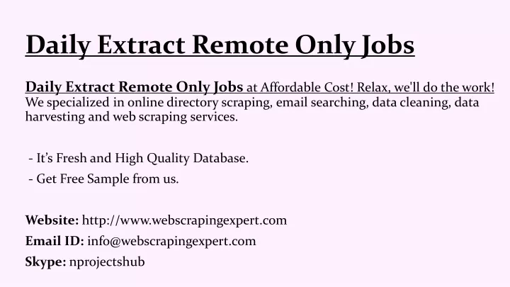 daily extract remote only jobs