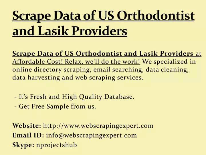 scrape data of us orthodontist and lasik providers